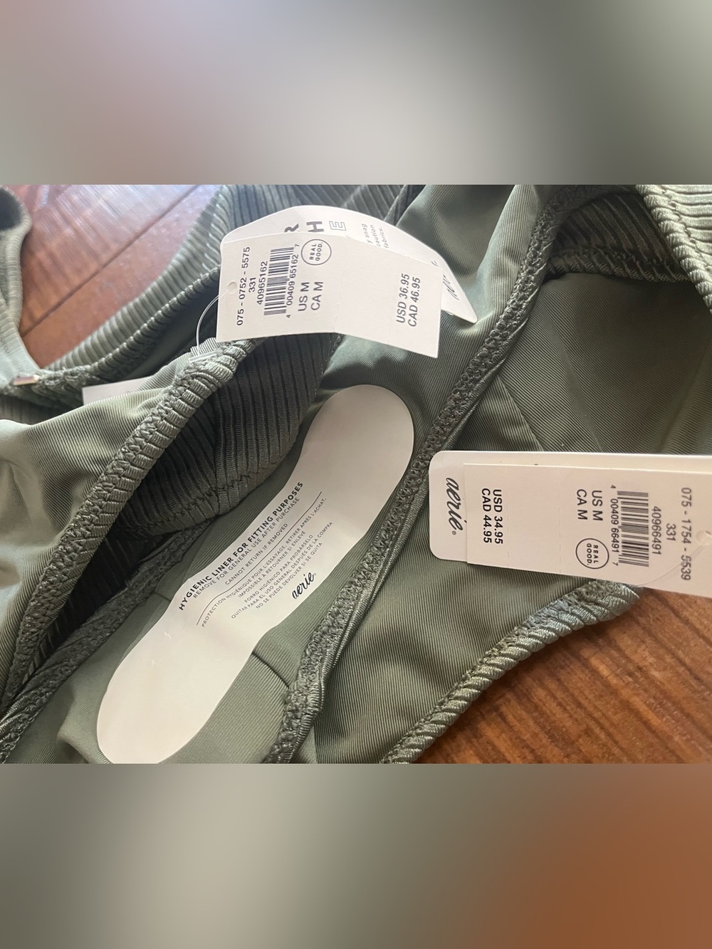 NWT Aerie FULL SET Shine Rib Halter Top + High Waisted Cheeky Bottom Olive 🫒 M - Picture 4 of 4